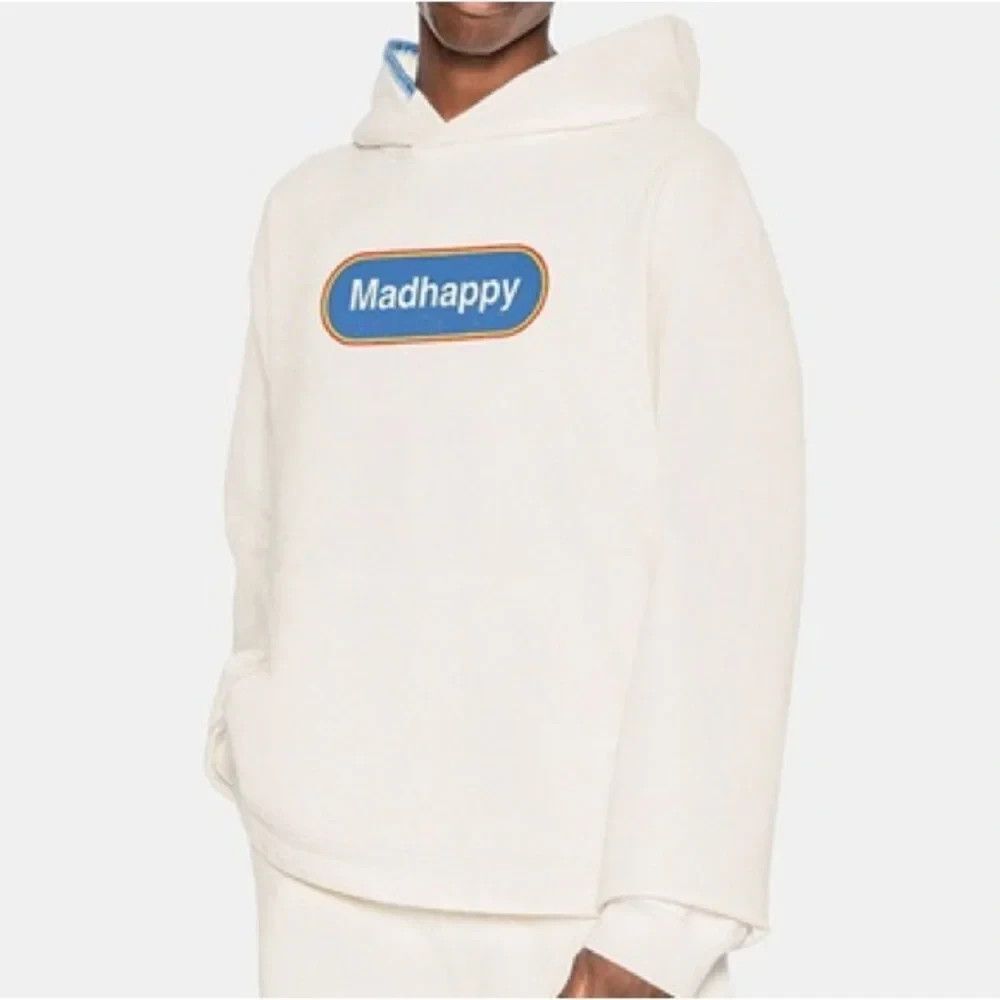 Madhappy Classics Pill Fleece Hoodie Unisex Size Large Off White/Ivory